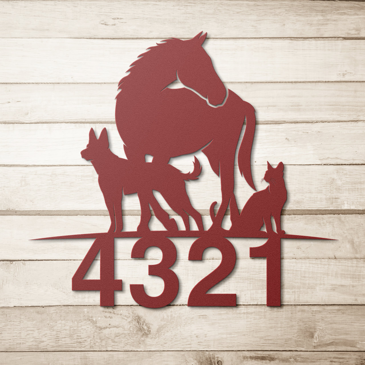 Personalized Animal Family Metal Address Wall Art Sign