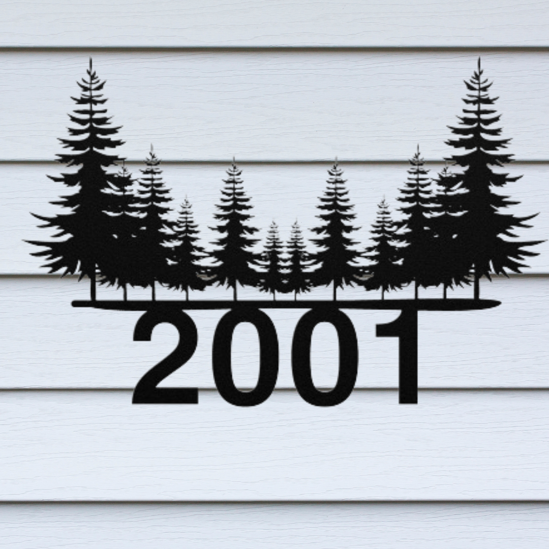 Personalized Pine Forest Metal Address Sign