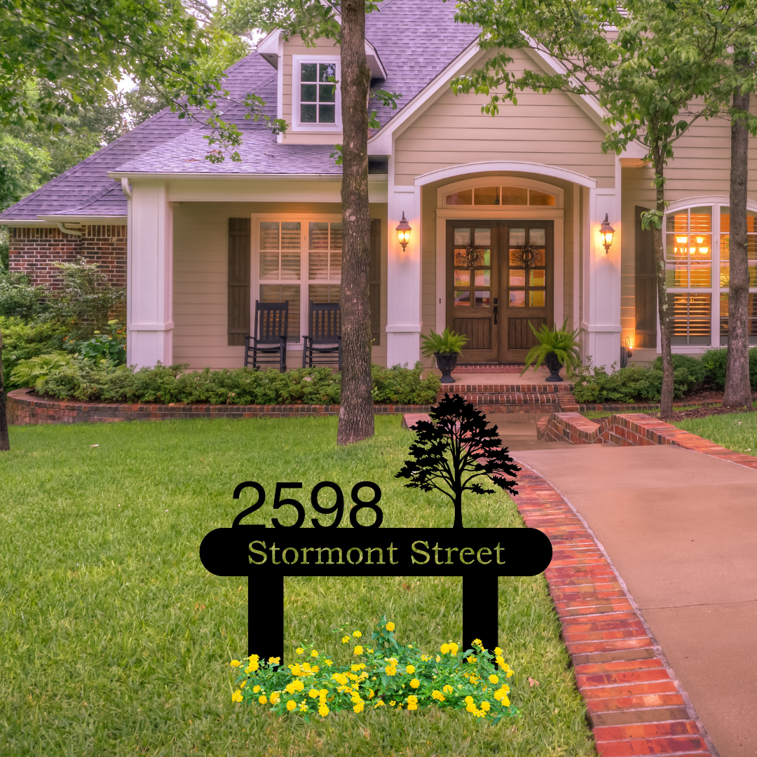 Poplar Tree Personalized Home Address Yard Sign