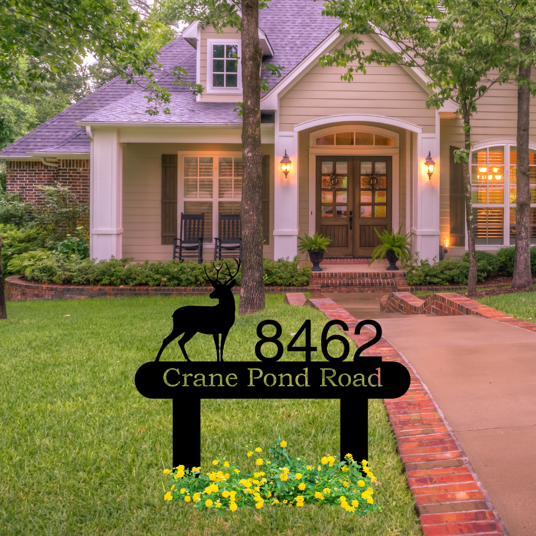 Deer Buck Personalized Home Address Yard Sign