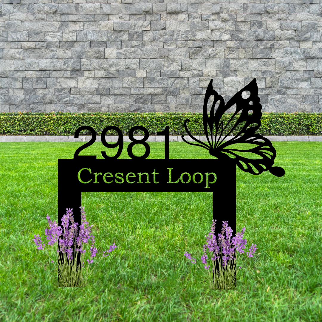 Butterfly Landing Personalized Home Address Yard Sign