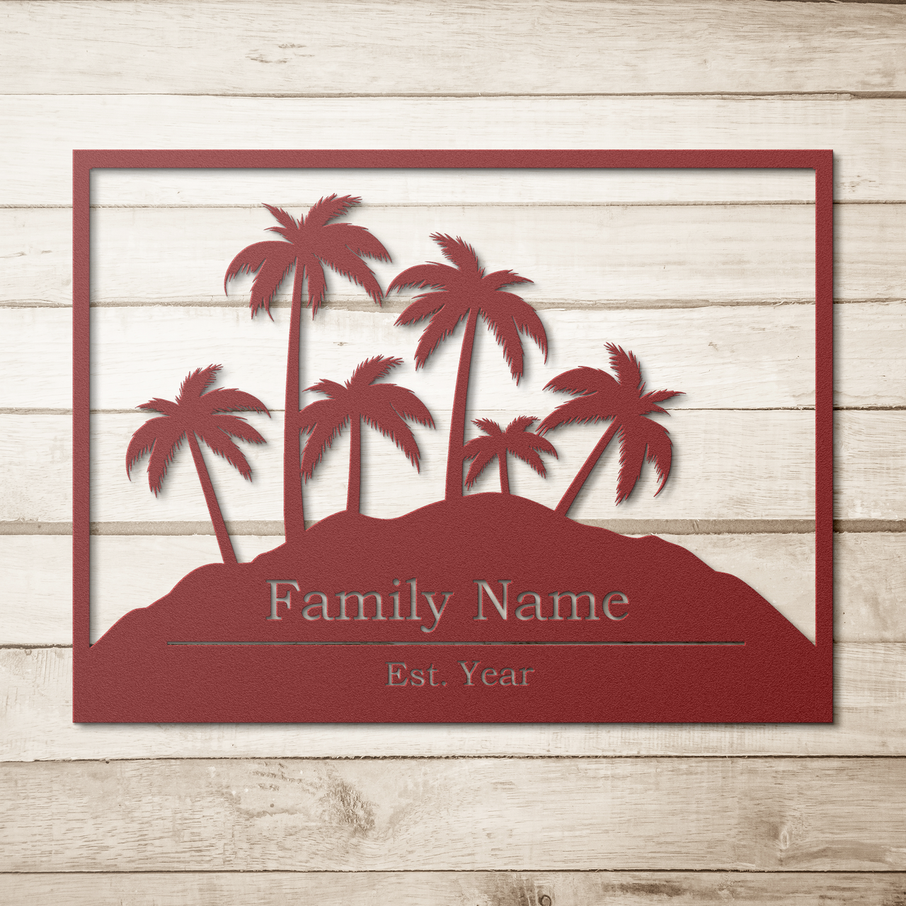 Personalized Palm Tree Island Metal Wall Art Sign