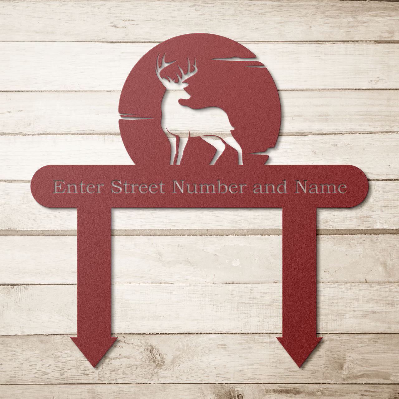 Buck in Moonlight Personalized Home Address Metal Yard Sign