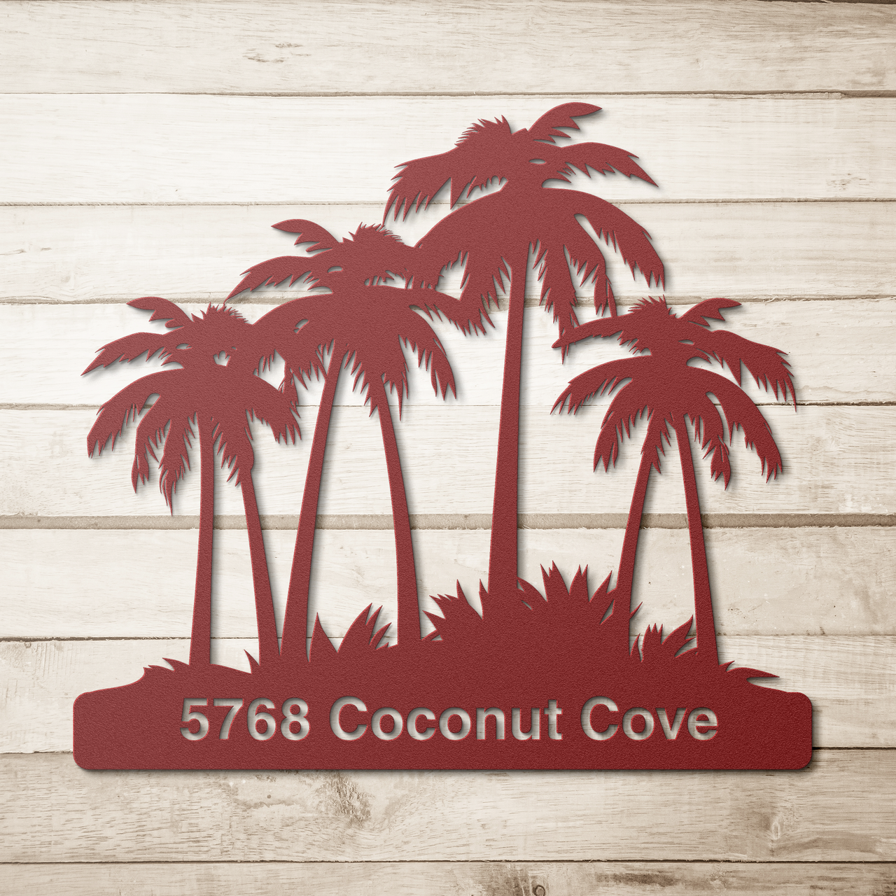 Personalized Palm Grove Metal Address Sign