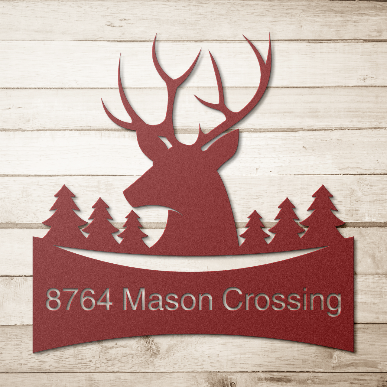 Personalized Buck in Trees Metal Address Sign