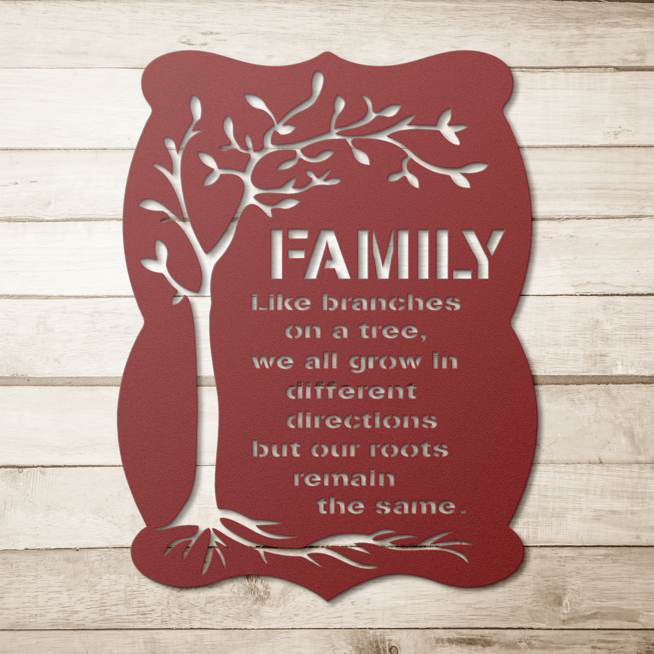 Family Tree Quote Metal Wall Art
