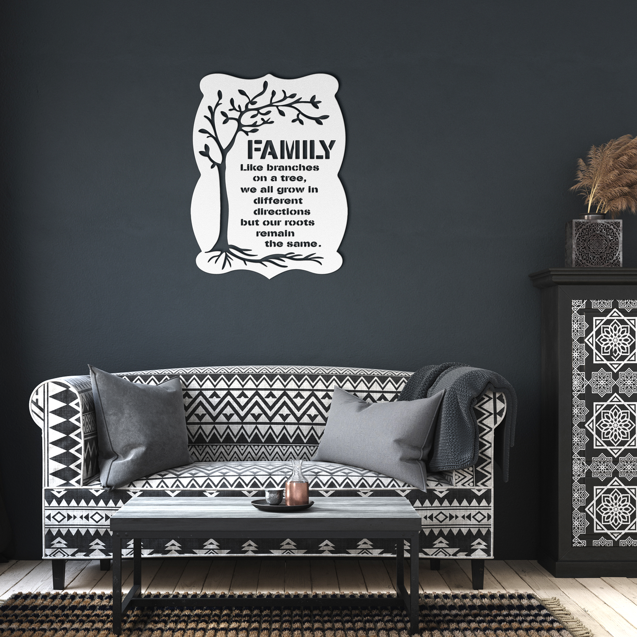 Family Tree Quote Metal Wall Art