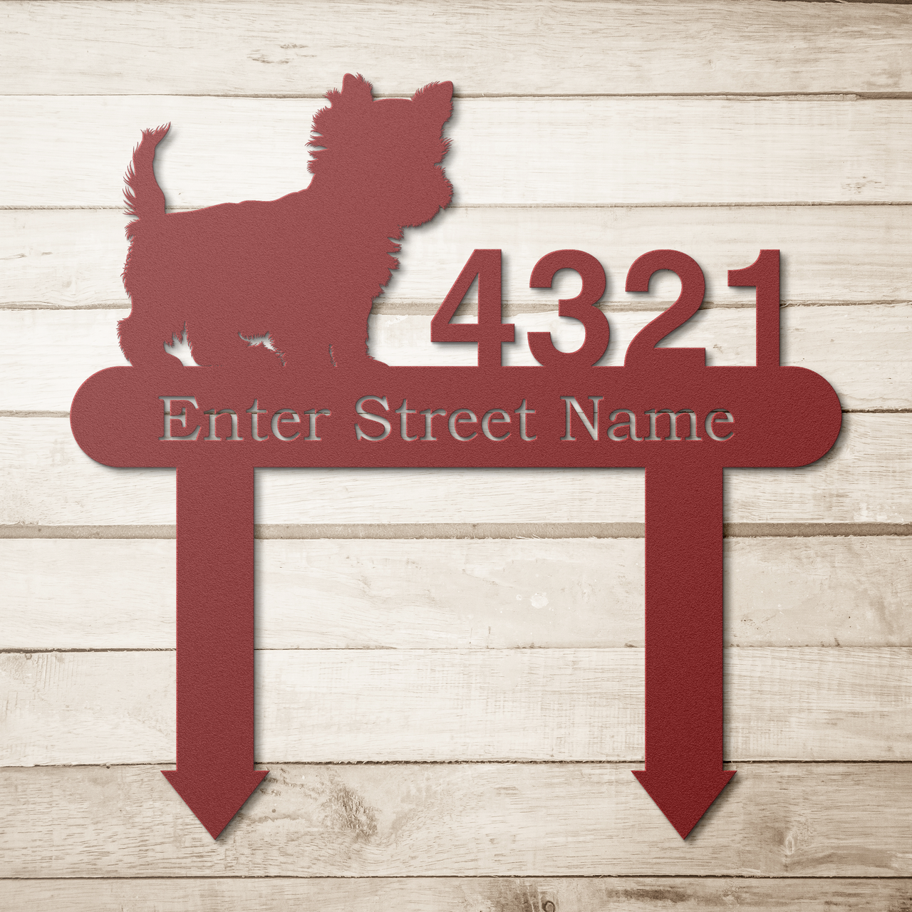 Yorkie Personalized Home Address Metal Yard Sign