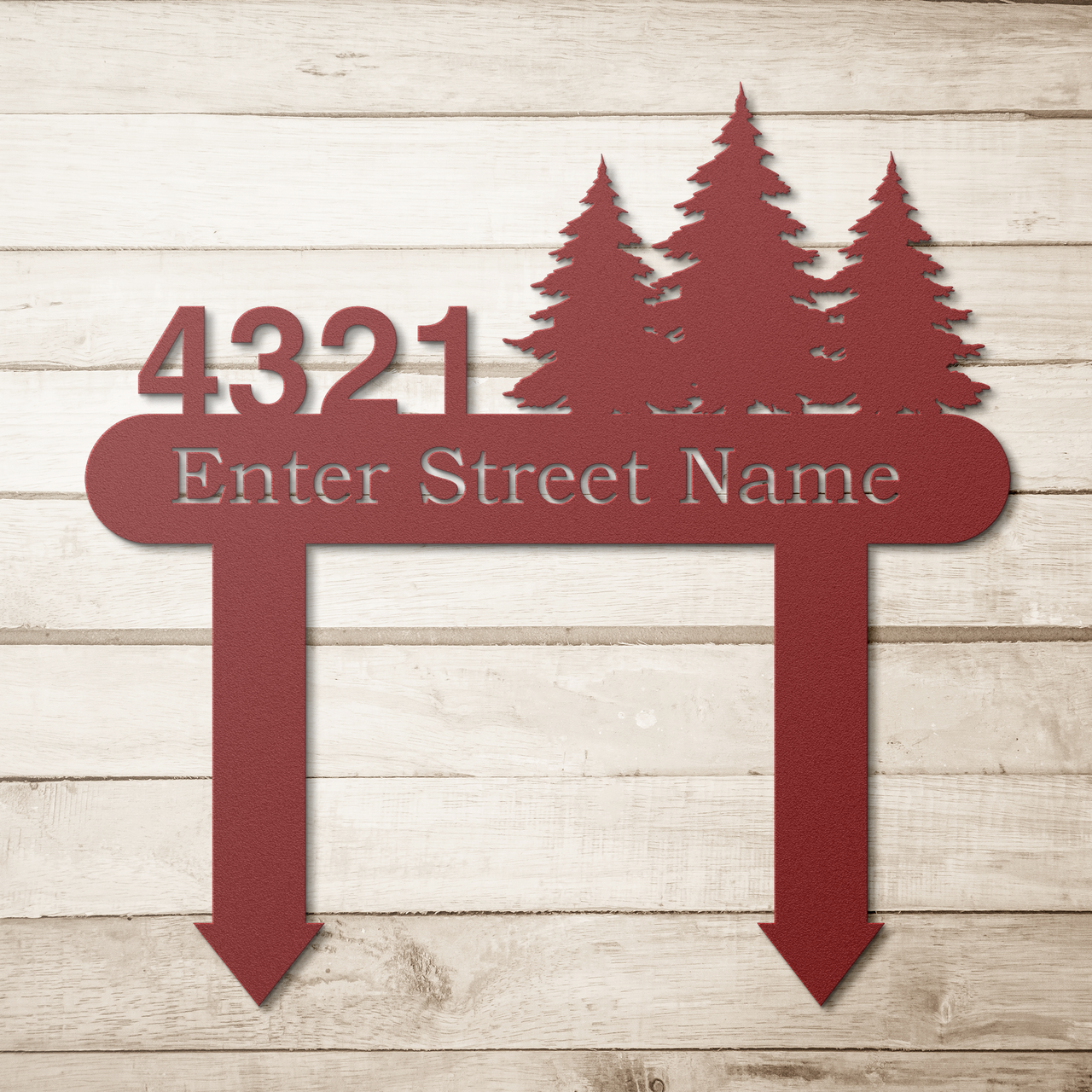 Pine Trio Personalized Home Address Yard Sign