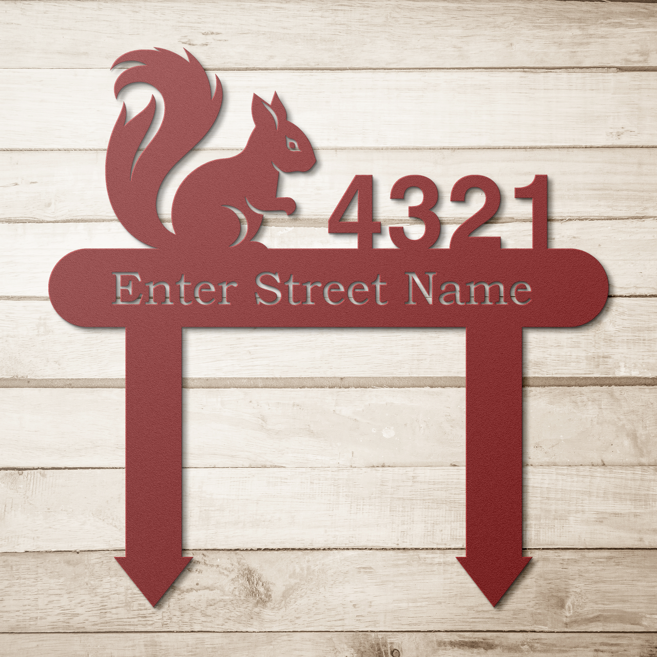 Squirrel Sitting Up Personalized Home Address Yard Sign