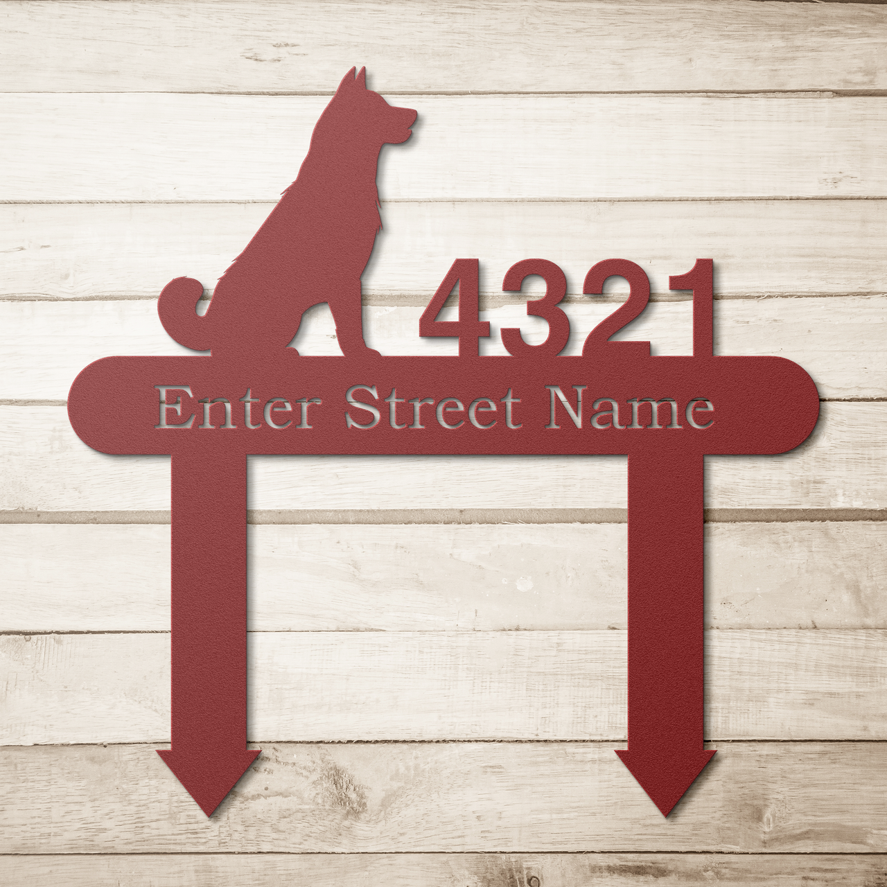 Dog Sitting Personalized Home Address Metal Yard Sign